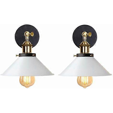 2er-Set Industrielle Wandleuchte Edison Style Deckenleuchte Metall Retro Deckenleuchte mit 180 Grad Drehung - 22CM, Weiß