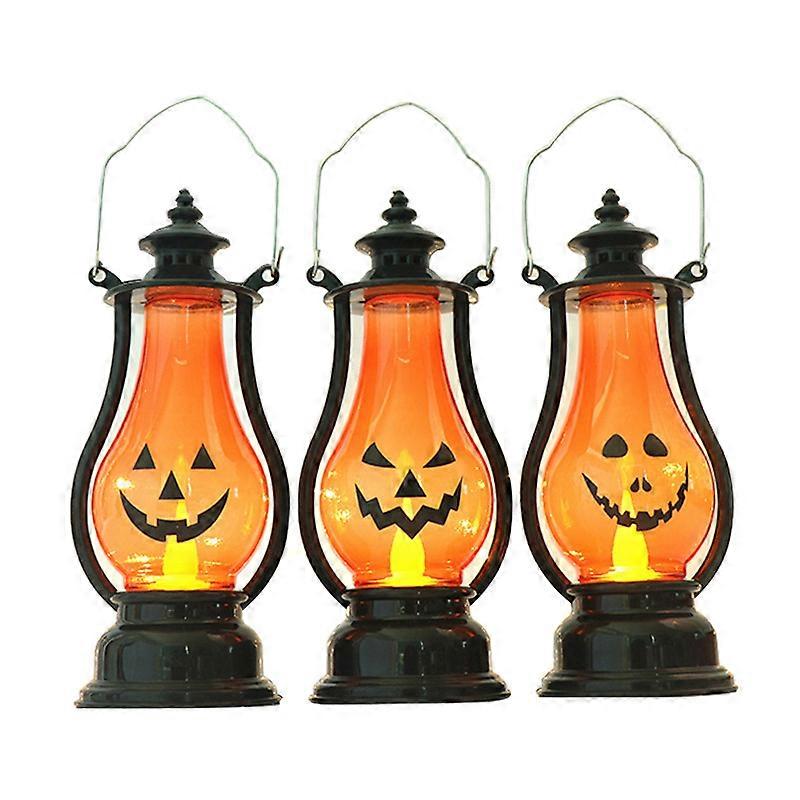3 Pcs Halloween Pumpkin Lamp With Hanging Loop For Halloween Ghost Party