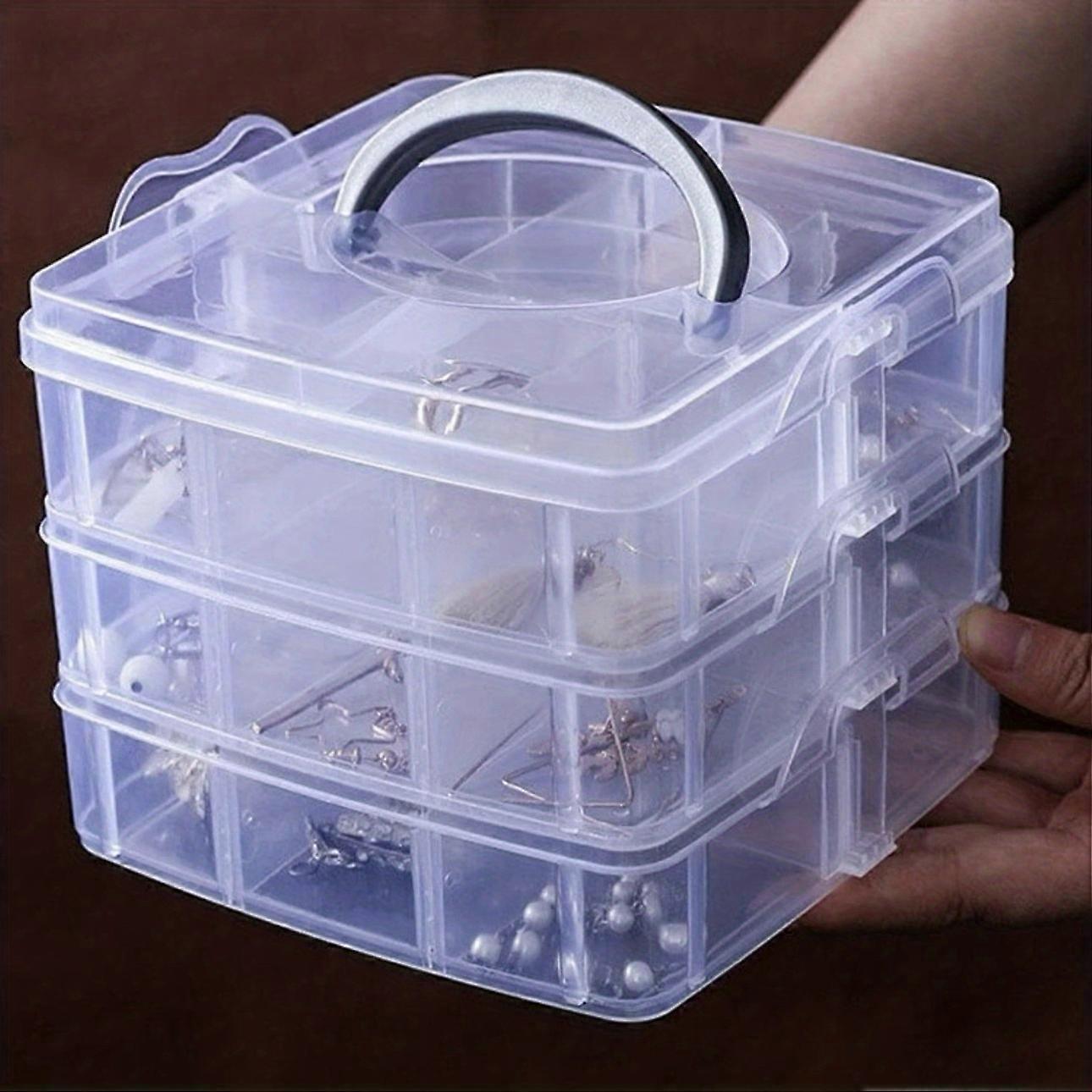 Stylish Plastic Portable Jewelry Organizer Box - Compact Minimalist Multi-Grid Design with Secure Closure - Travel-Friendly Storage Solution for Your