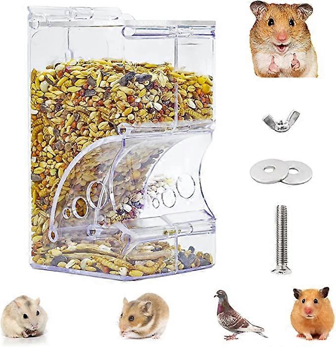 Kongque - Hamster Food Feeder Small Animal Automatic Feeders Acrylic Gravity Feeder Equipped with Fixing Screws Suitable for Hamsters Dwarf Hamsters G