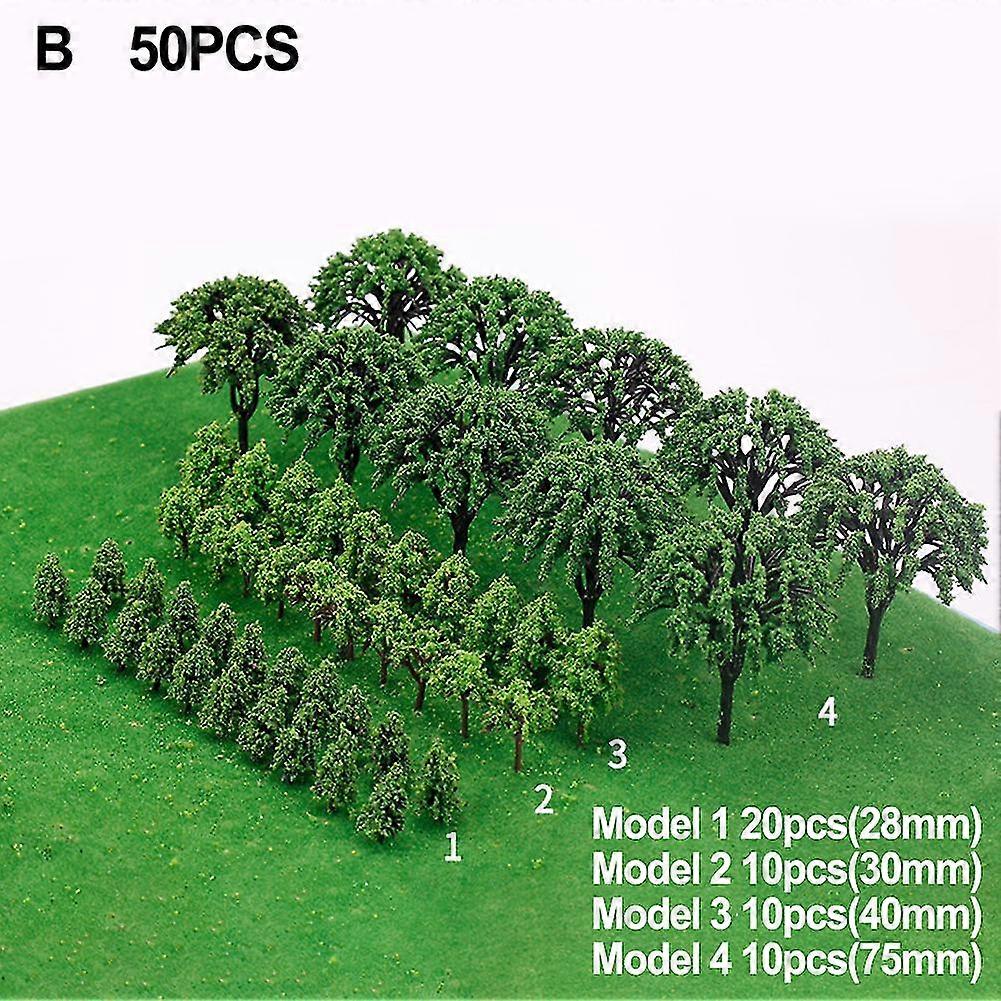 50pcs Miniature Trees Model Train Railroad Game Scenery Landscape Scale Mixed Trees Model For Scenery Landscape
