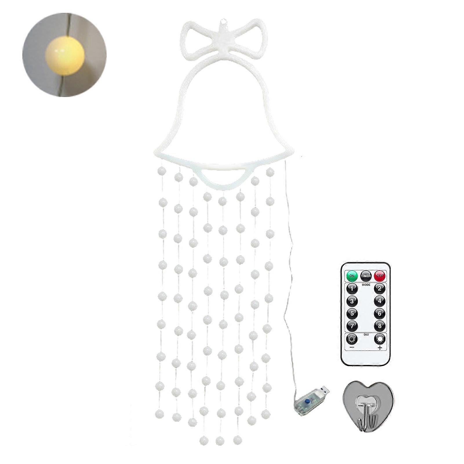 Christmas Bell Lights Hanging Jingle Bell Light with Remote Control Christmas Window Light with Hook for Home Party Decoration