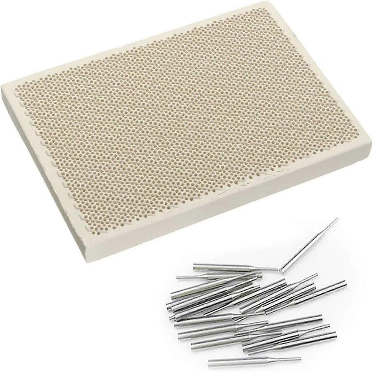 Honeycomb Ceramic Soldering Board with Needles, Rectangle Soldering Honeycomb Panel Jewelry Making