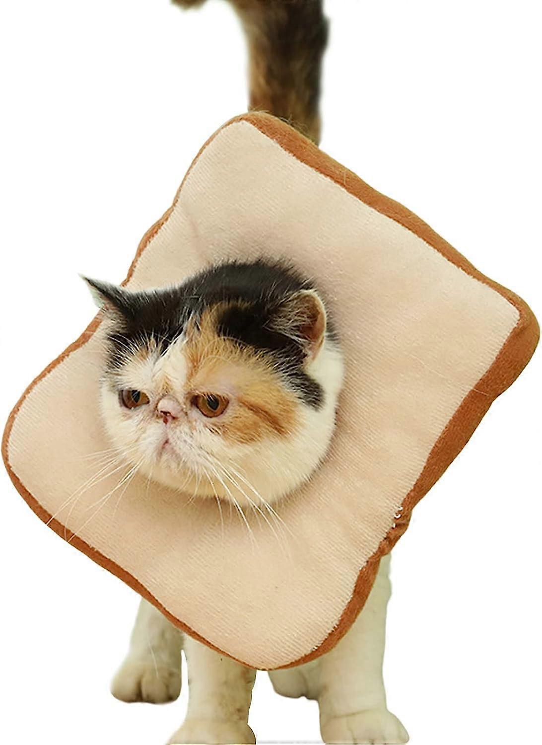Adjustable Cone Collar, Soft Cute Toast Cat Recovery Collar,Elizabethan Collar for Cat Kitten PuppyS)