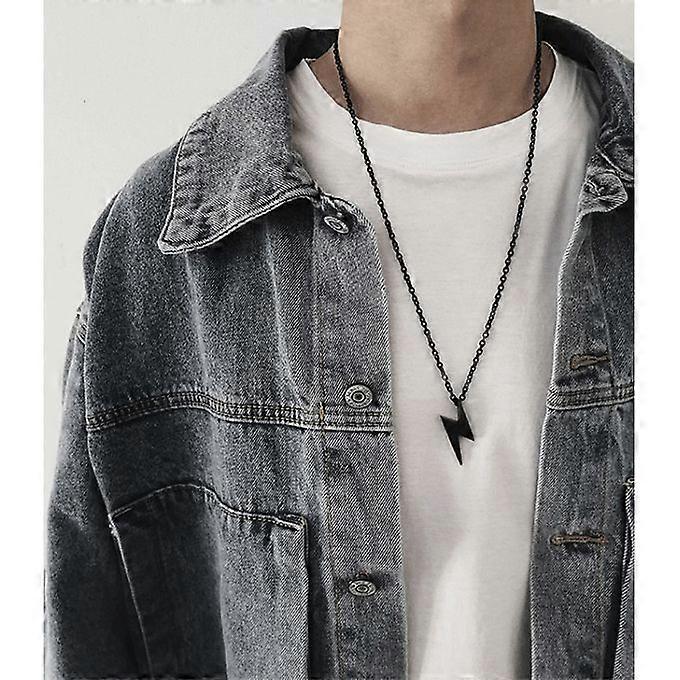 Hip-hop Titanium Lightning Flash Symbol Pendentif Collier