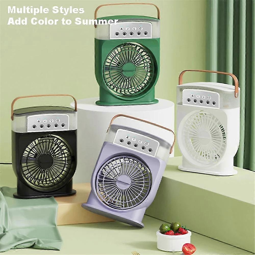 Ventilator portabil de răcire a aerului Ventilator, Umidificator mobil de încărcare USB Ventilator desktop cu lumini de noapte LED pentru biroul dormitorului de acasă