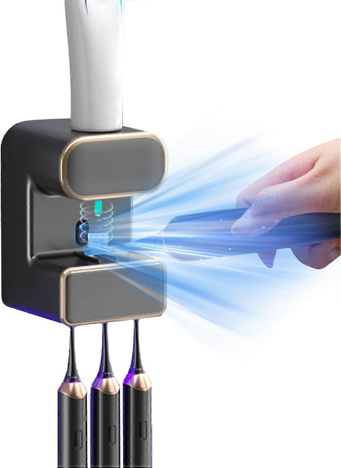 Automatic Toothpaste Dispenser,Wall Mounted Electric Toothpaste Dispenser with 3 Toothpaste Slots,UV Sterilizer Toothpaste Dispenser