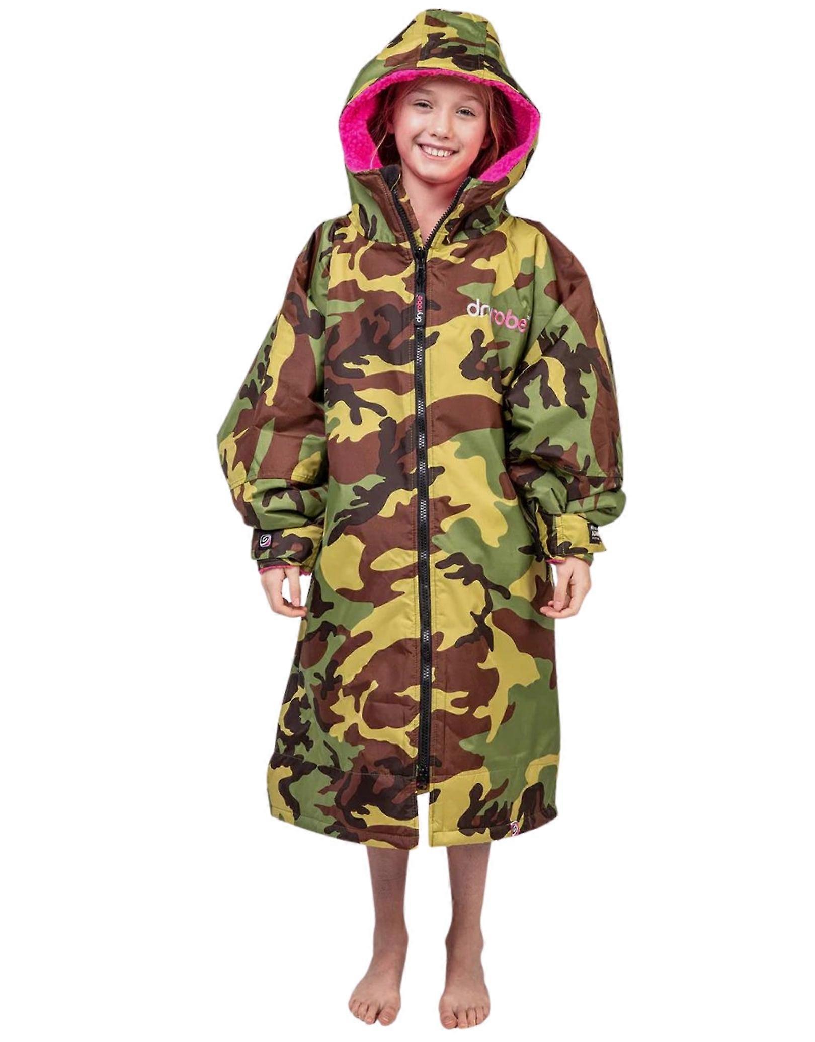 DryrobeKids Advance Long Sleeve Robe 10-13 yrs - Camo Pink