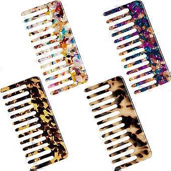 4 Stück Zellulose Wide Tooth Haar Entwirling Kamm Schildkröte Leopard Print Taschenkamm
