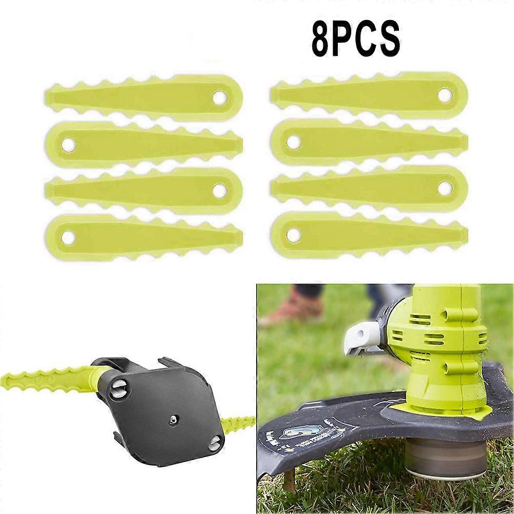 Replacement Fixed Blades For 2-in-1 String Head (8-pack) | Serrated For String Trimmer Parts For Home Garden Tool