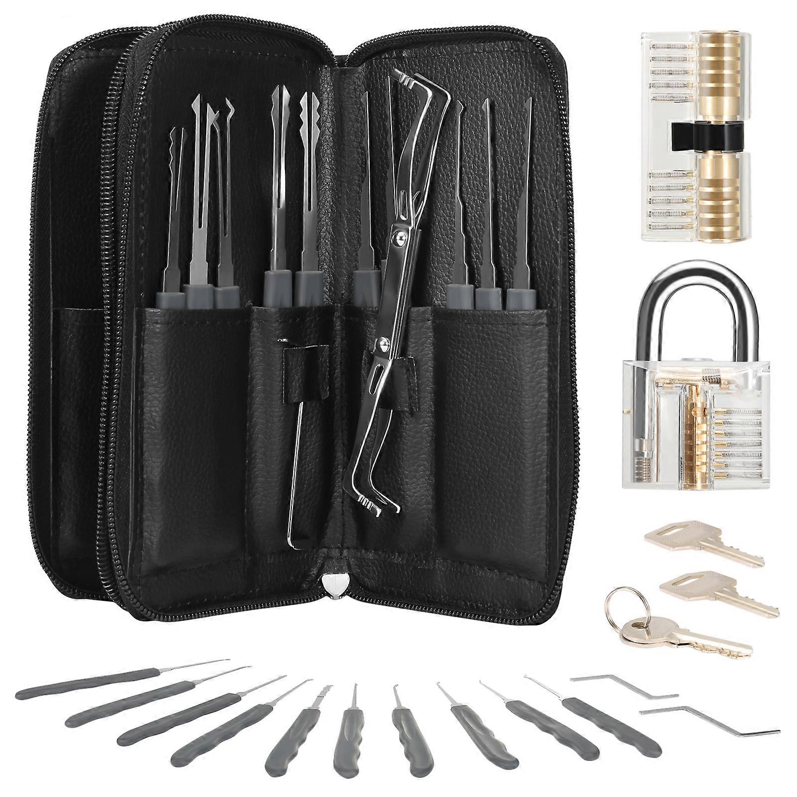 24pcs Locksmith Lock Tool with 2pcs Transparent Locks Practice Set Hand Tool Hardware