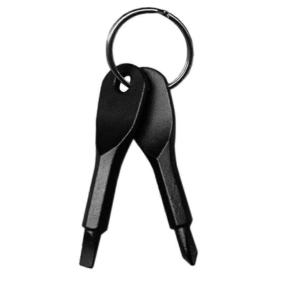 2pcs Portable Phillips Slotted Screwdriver Set with Keychain Mini Pocket Repair EDC Tools with Keyring 60x16mm