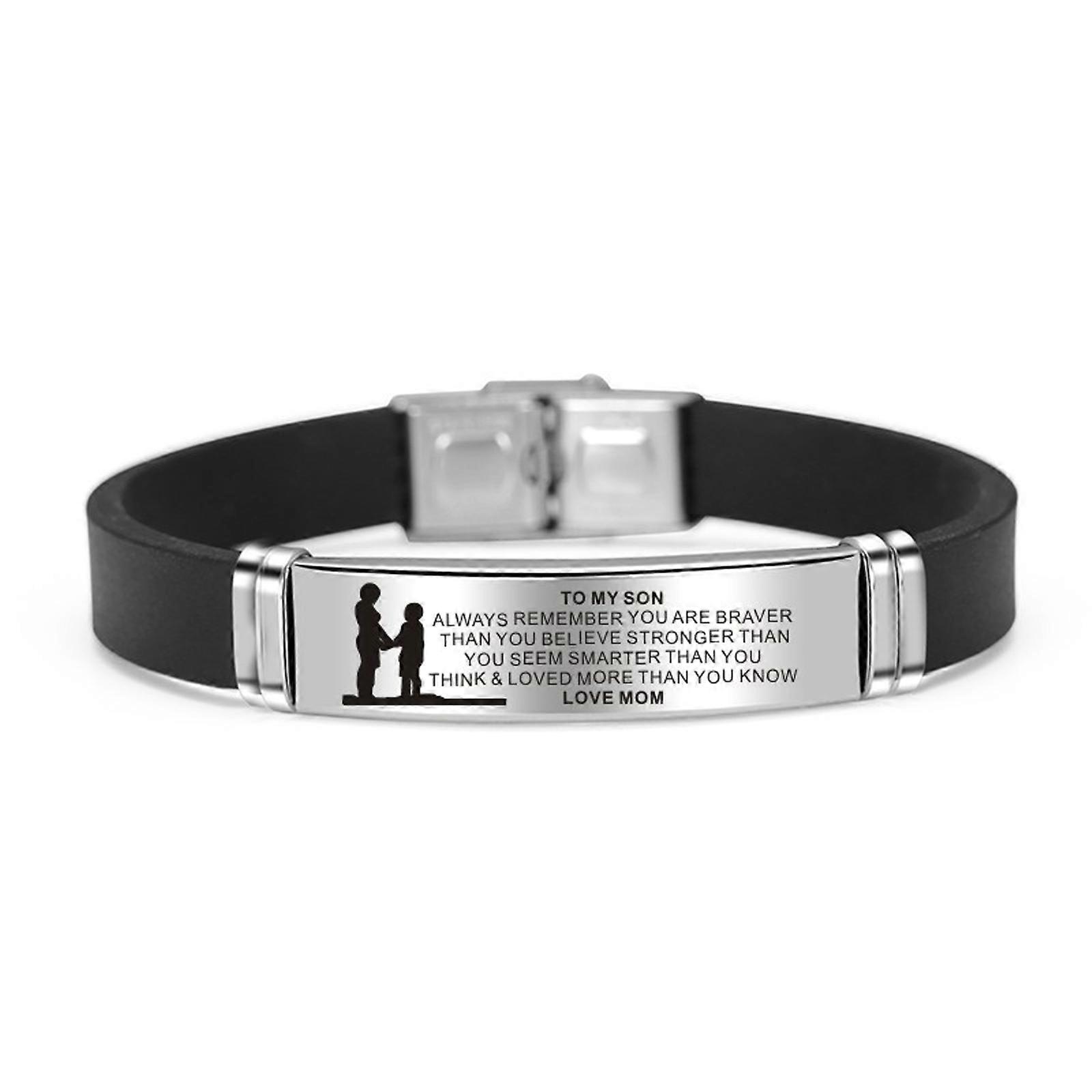 To My Son/Daughter Bracelets Engraved Inspirational Message Cuff Wristband Birthday