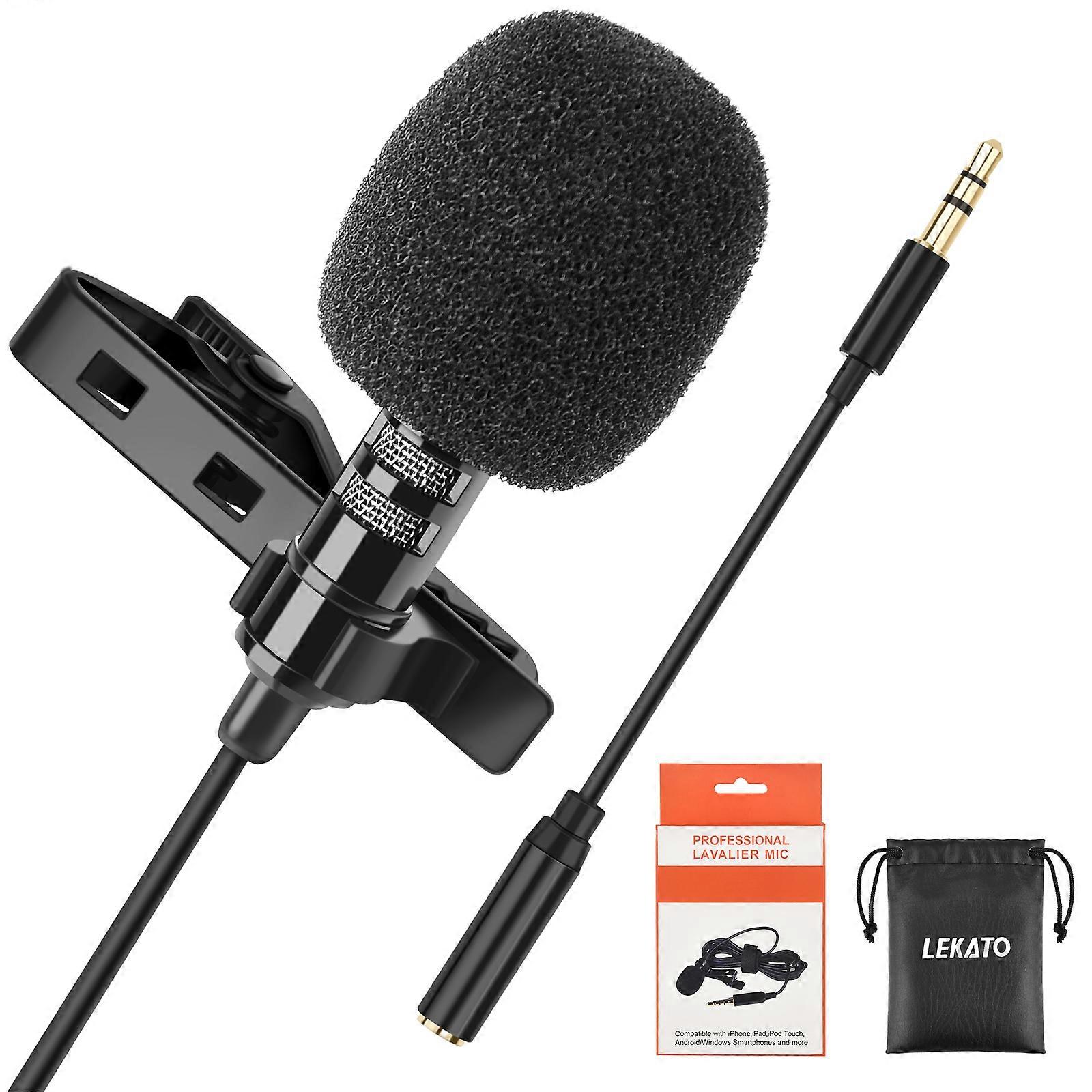 1 Recording Microfone Lavalier Lapel Microphone Video Mic Microphone Bundle Lapel Mic for Video Live Youtube Video Record