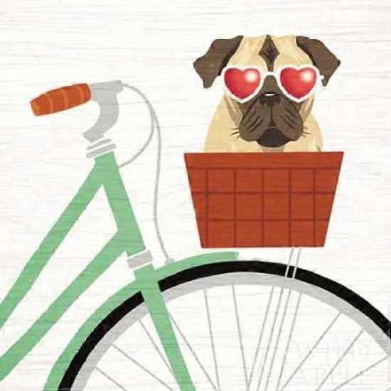 Beach Bums Pug Bicycle I Poster