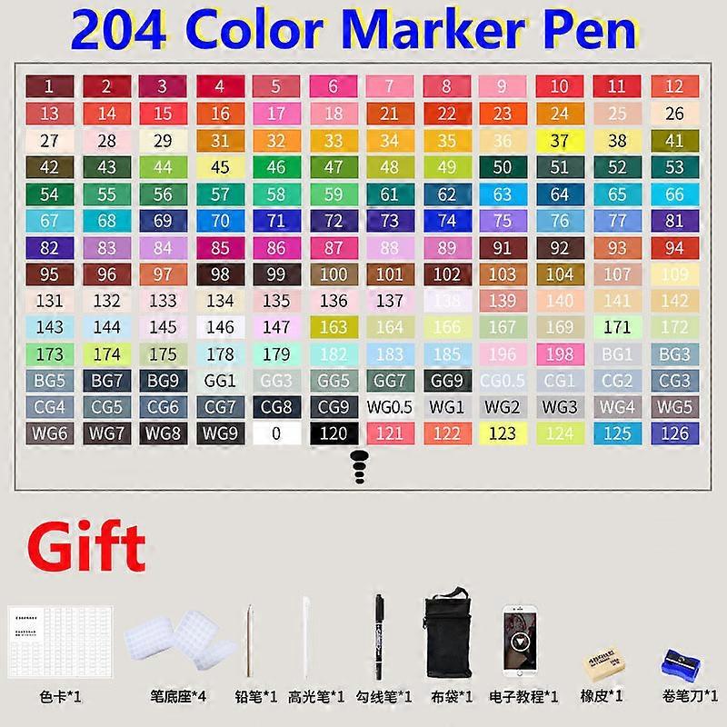262/204/168/120/60/80 Markers Set Colour Double Headed OilySketch Drawing Art Markers Brush Dual Tips Professional Drawing Mark