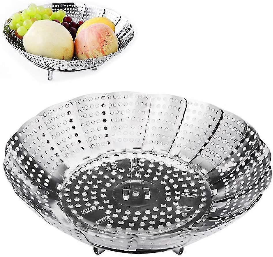Vegetable Steamer With Stainless Steel Steamer Insert, Collapsible Steamer For Vegetables, Pans And Various Cooking