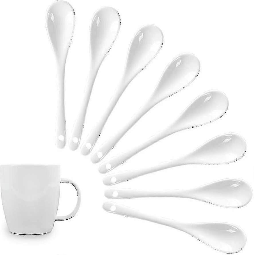 Pack Of 10 Egg Spoons, Porcelain Egg Spoons, White Egg Spoons Teaspoons Serving