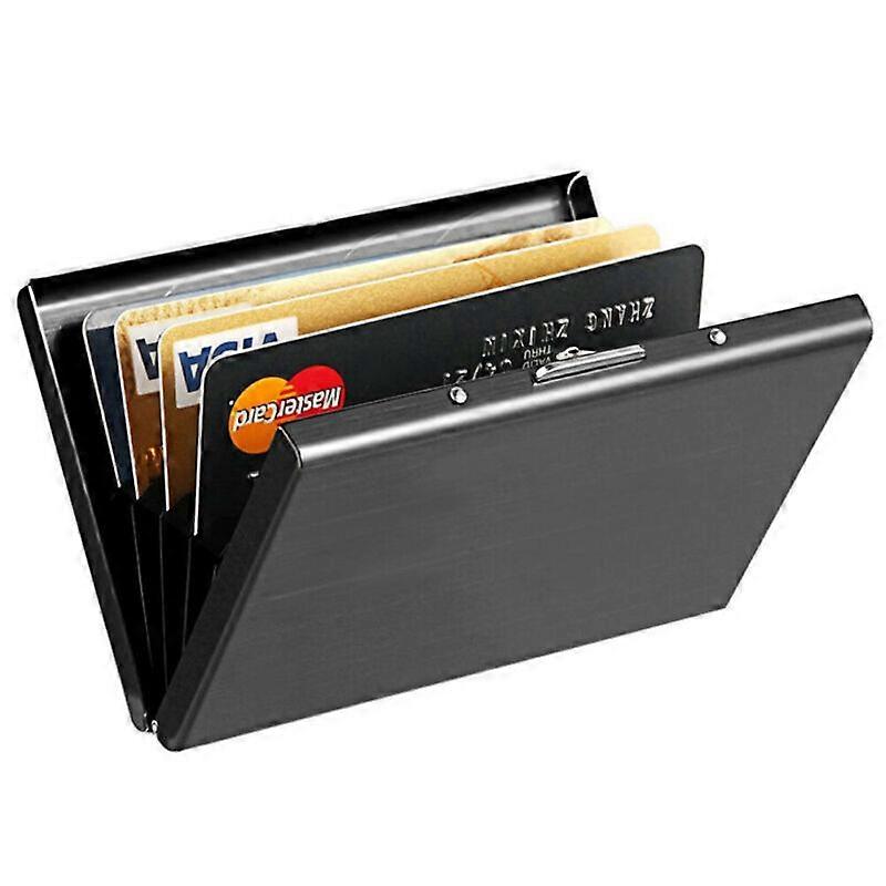 RFID Blocking Credit Card Holder Protector, Stainless Steel Business Card Case ID Card Case with 6 Slots for Work