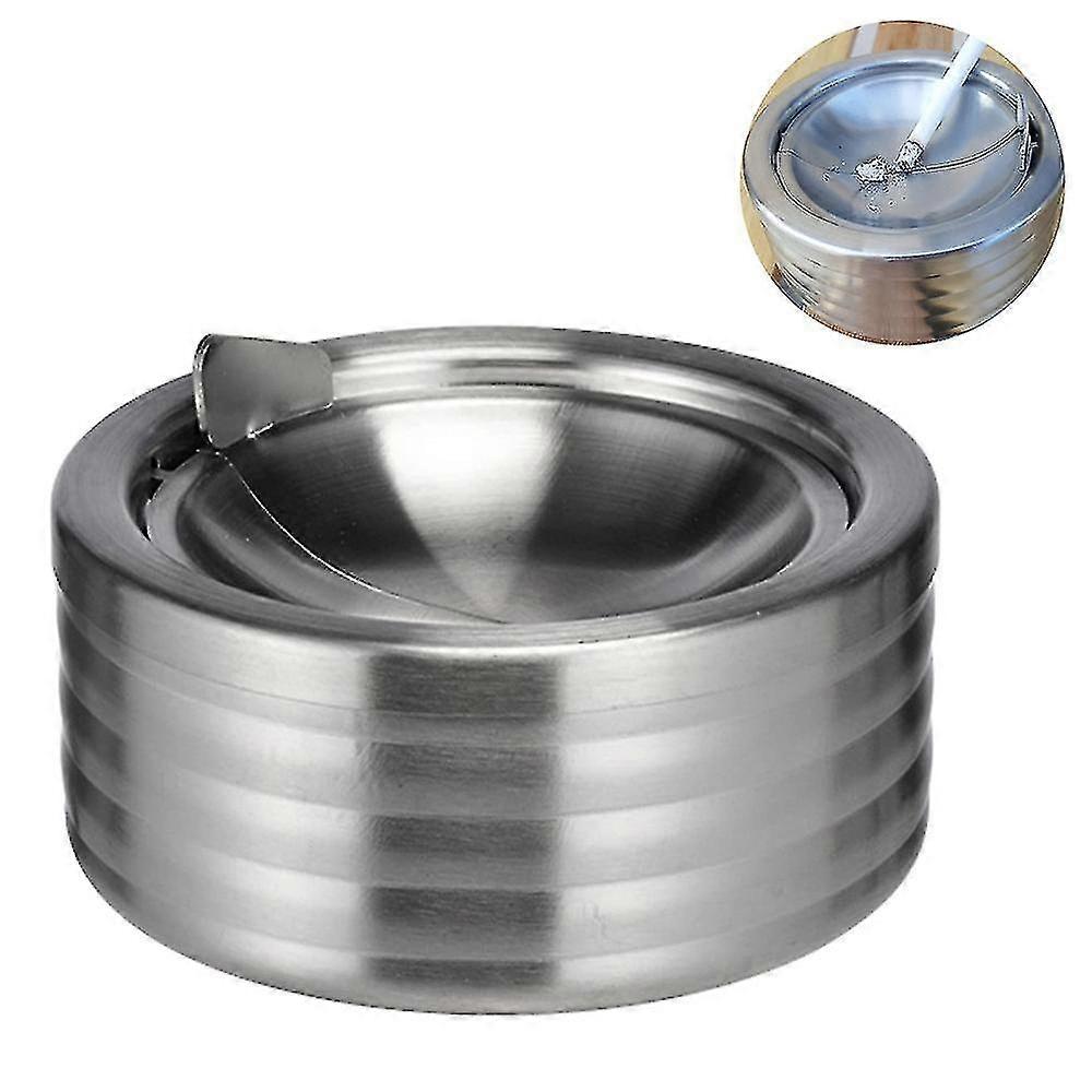 Stainless Steel Ashtray With Lid, Decorative Ashtray Polished And Embossed Large Stainless Steel Ashtray