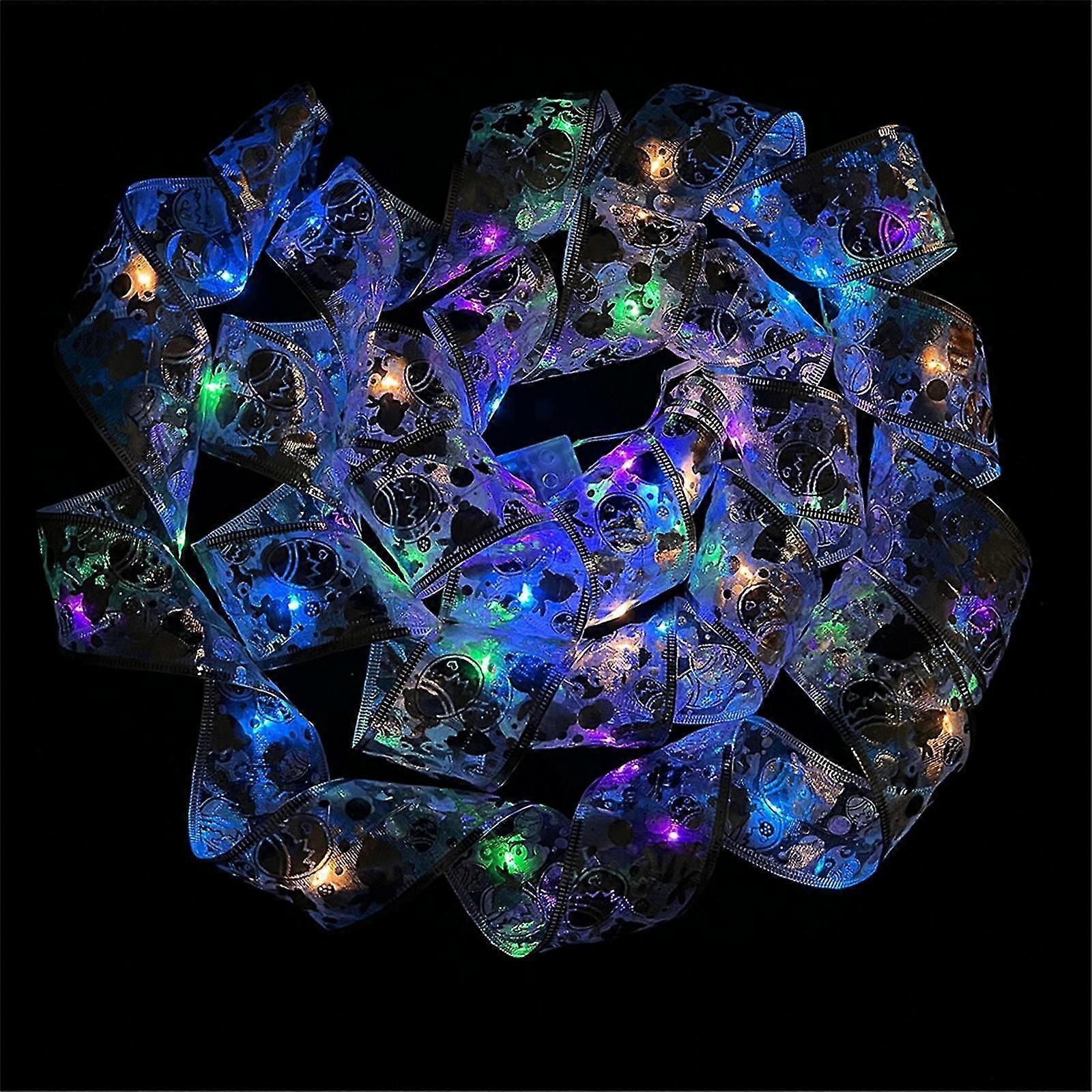 Easter Decoration Led Ribbon Lights Easter Tree Ornaments Diy Lace Bow String Lights Decoration