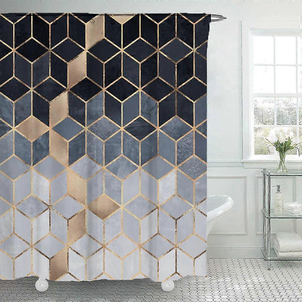 Marble Shower Curtain Abstract Geometric Grid
