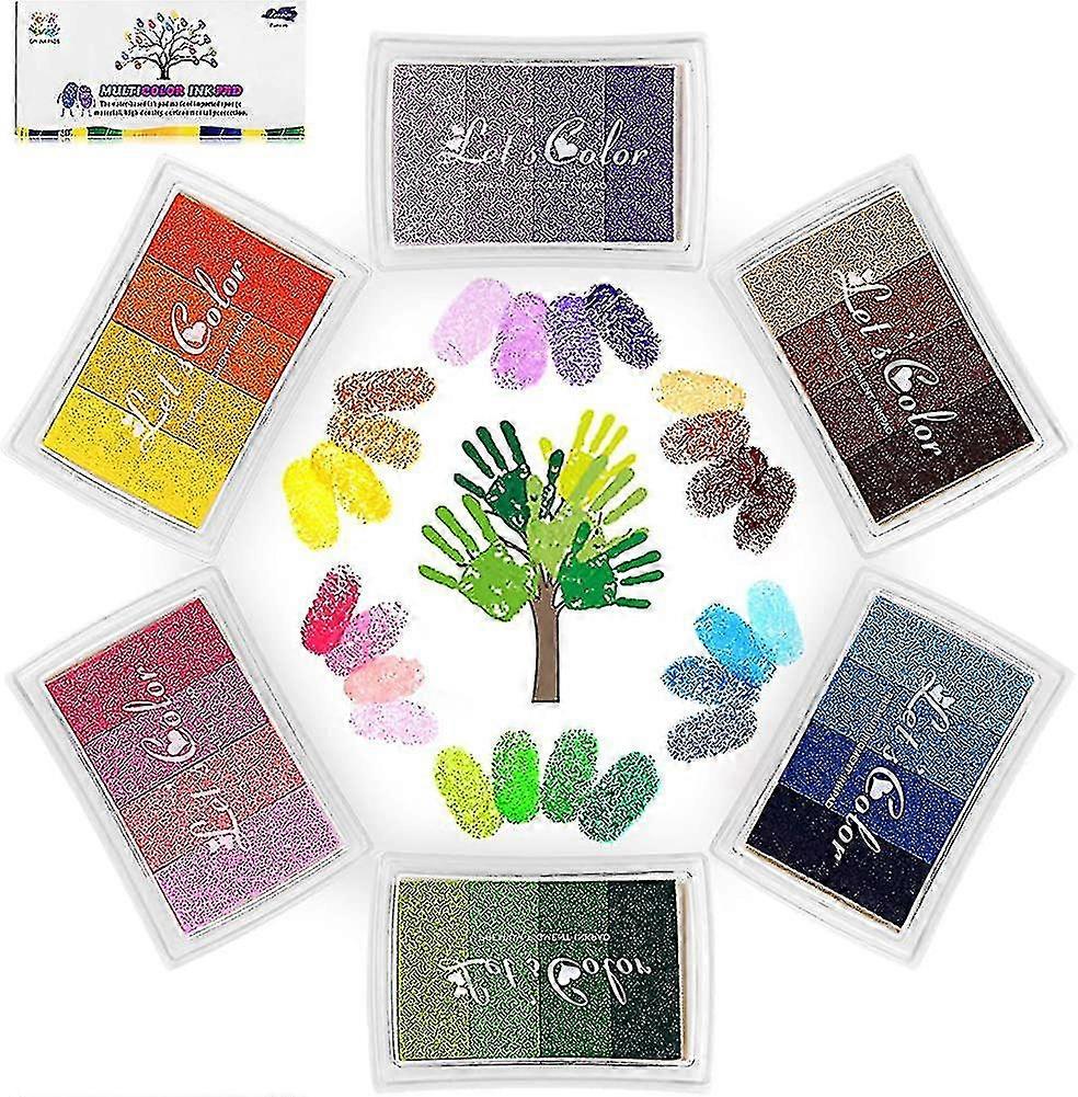 24 Colors Ink Pad Set, Fingerprint Ink Pad Nontoxic Washable Ink Stamp Pad