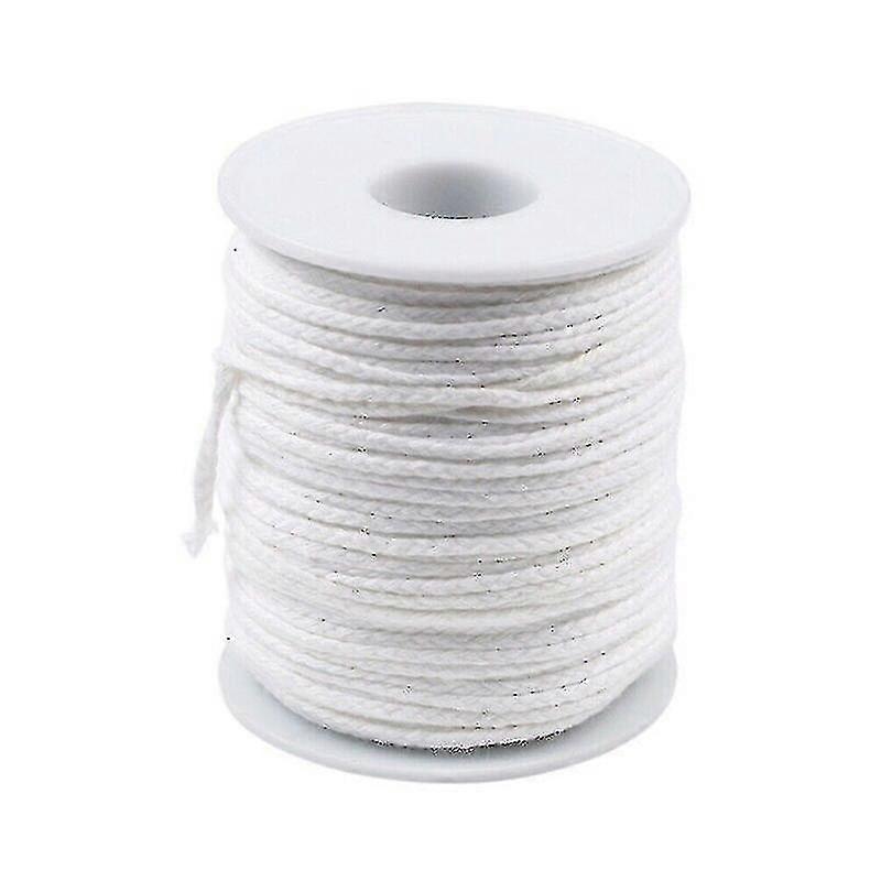 Candle Waxed Thread 61 Meters Candle Wick Roll Cotton Thread Diy Handmade Flat Wax Line Wax Wire (2pcswhite