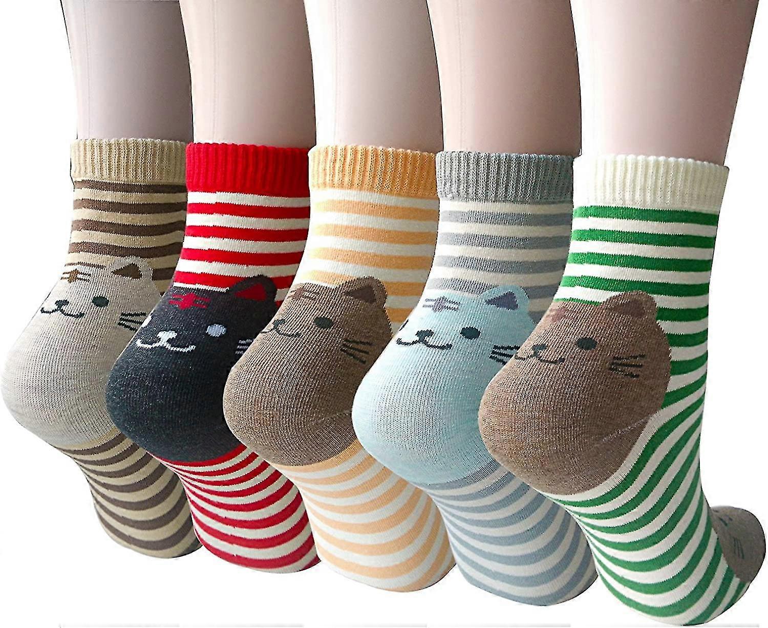 5 Pairs Acsergery Gift Ladies Cat Dog Socks Novelty Animal Socks Winter Warm