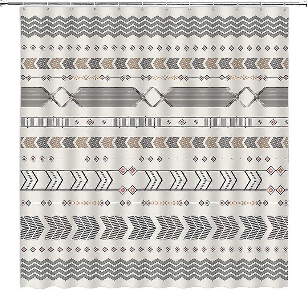 بوهو دش ستارة بيضاء حديثة مزرعة مجردة هندسية بوهو عرقية أزتك نمط النسيج ديكور الحمام مجموعة مع السنانير (72 "العرض × 84 ارتفاع)