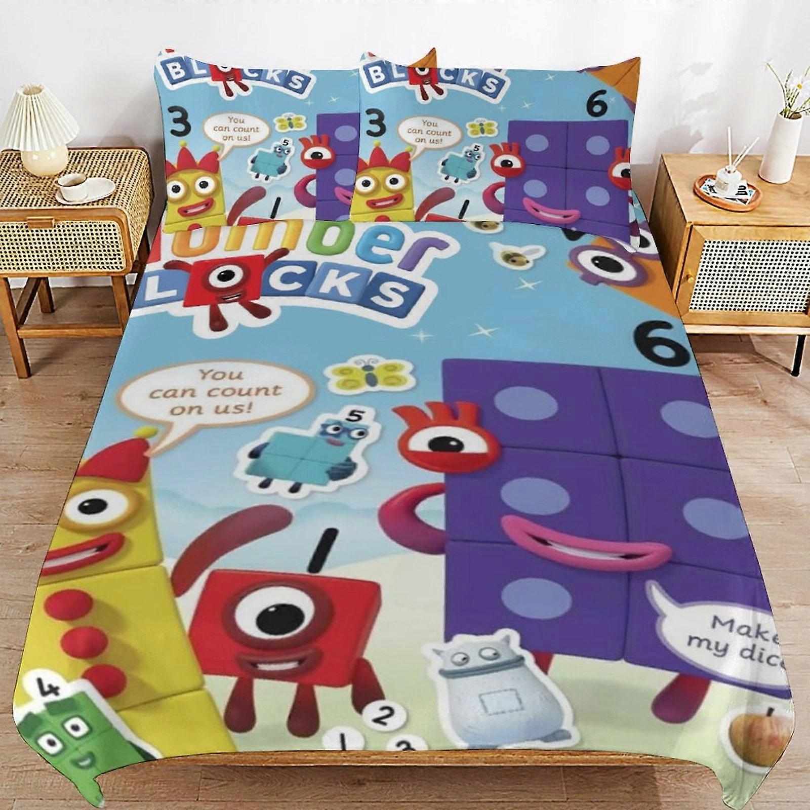 Bedding set WM478 Number Block Bedding Set Duvet Cover Comfortable and Lightweight Cartoon Bedding 3 Piece (Multiple sizes to choose from)  SW478