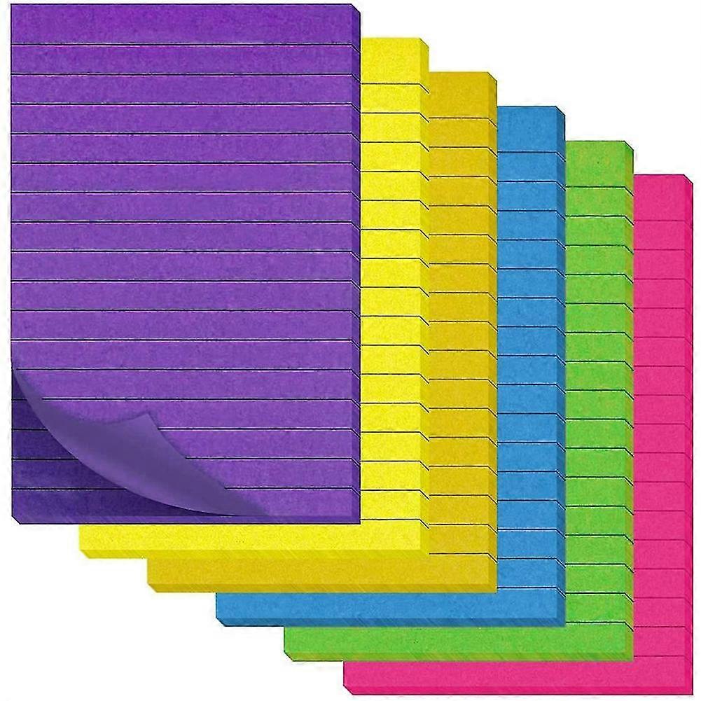 Sticky Notes,6 Pack 300 Sheets Lined Sticky Notes Set, Sticky Notes Pad Page Markers for Office, Sc