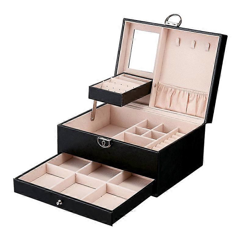 Korean style temperament leather multi-layer large-capacity jewelry storage box