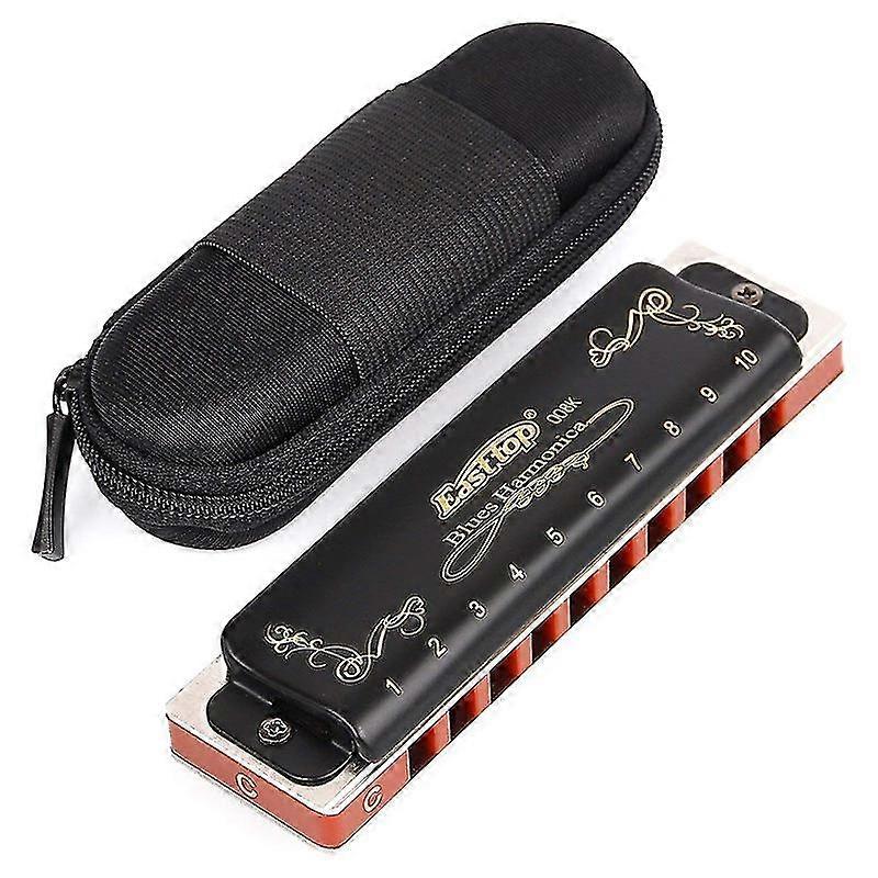 10 Hole 20 Tone C Diatonic Harmonica With Black Case, Blues Harmonica For Adults Beginner, Students And Children, As A Best Gift