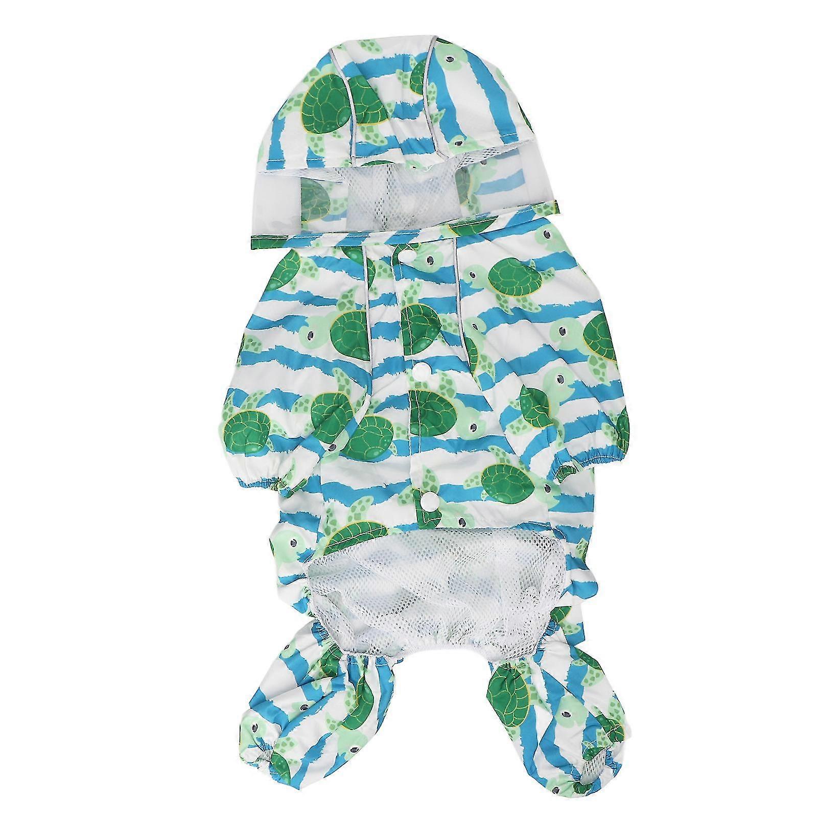 Reflective Pet Raincoat with Hooded Design - Waterproof and Adorned with Sea Turtle Pattern