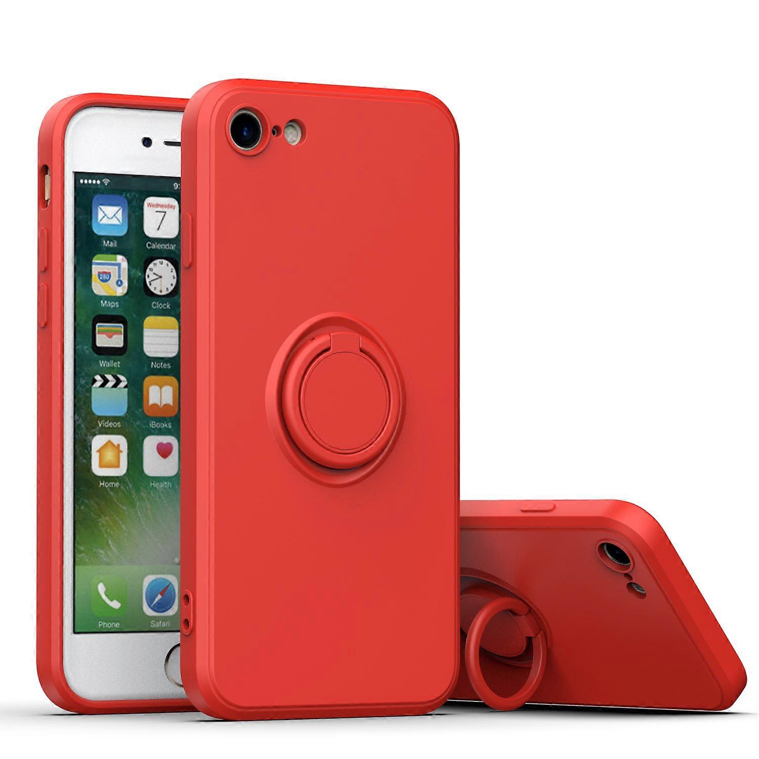 Simple Color Phone Case for iPhone X Xs with Ring Stand, Metal Plate for Magnetic Charging, Soft TPU Material, Shock Absorption Design, 360 Rotating S