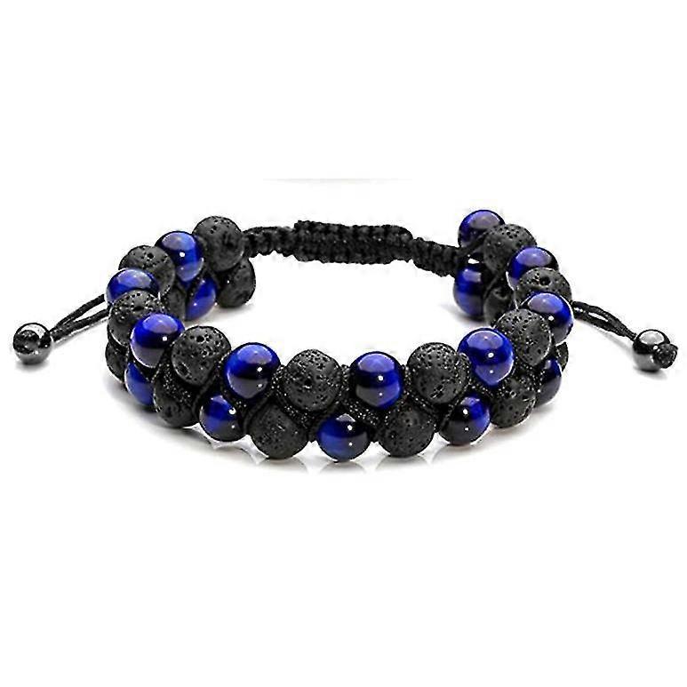 溶岩ロックアロマテラピーブレスレット8mm天然石ビーズ、エッセンシャルオイルディフューザー、編組ロープ、ユニセックスヨガジュエリー