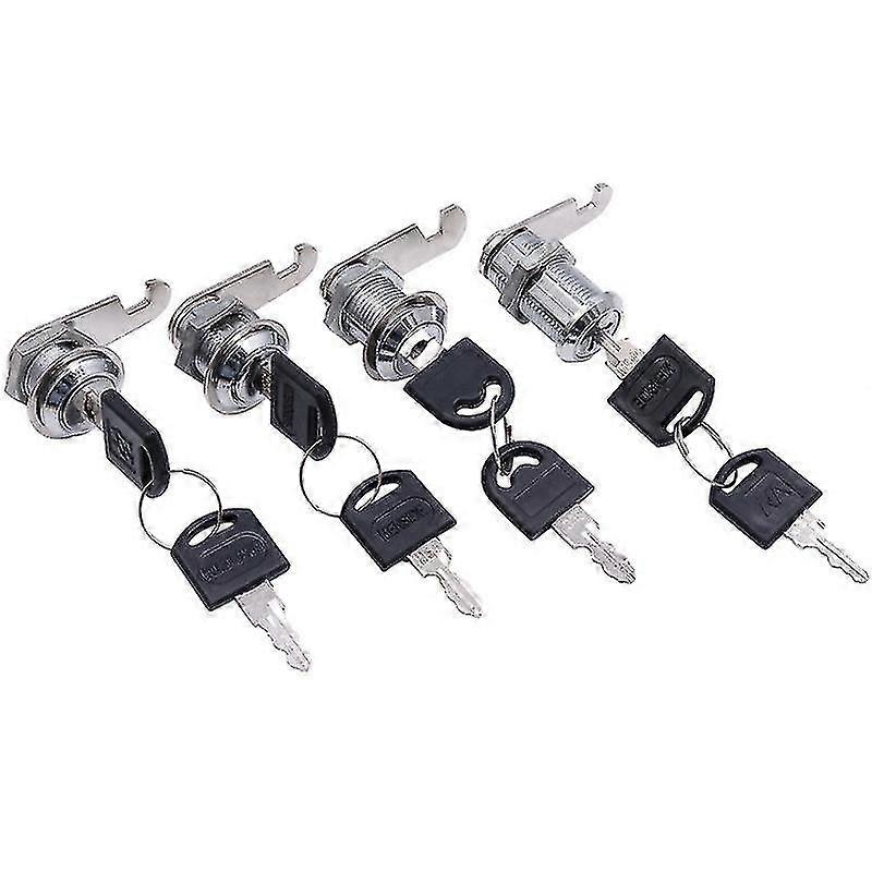 カムロック25mmキー付きキャビネットロックキャビネット引き出しカムロックキー付きセキュリティカムロックドアキャビネットメールボックスロッカー用(色:シルバー)(4個)