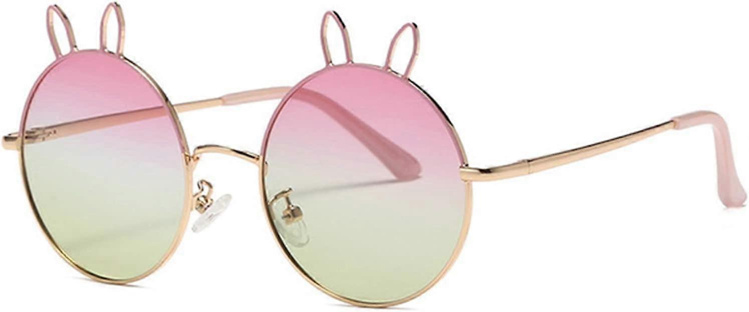 Solglasögon Barn Barn Polariserade Solglasögon Metall Rund Kanin Öron för Flickor Pojkar Ålder 5-16