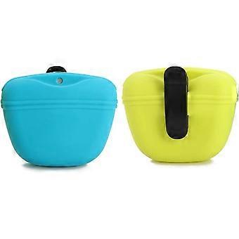 Siliconen Dog Treat Pouch-Small Training Bag-Portable Dog Treat Bag voor riem met magnetische sluiting en tailleclip 10oz X2, trainingstas voor huisdieren traktatie voor huisdieren 