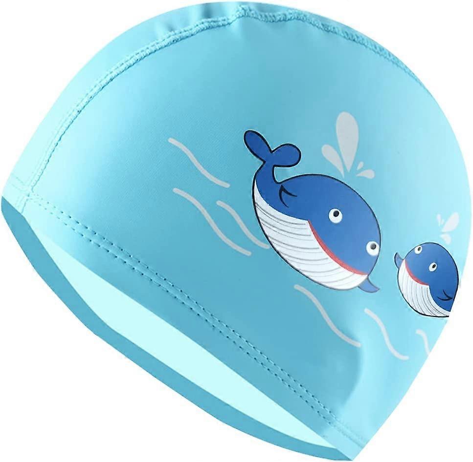 Badehette for barn, badehette, hvalmønster, polyuretan badehette for jenter og gutterBlue