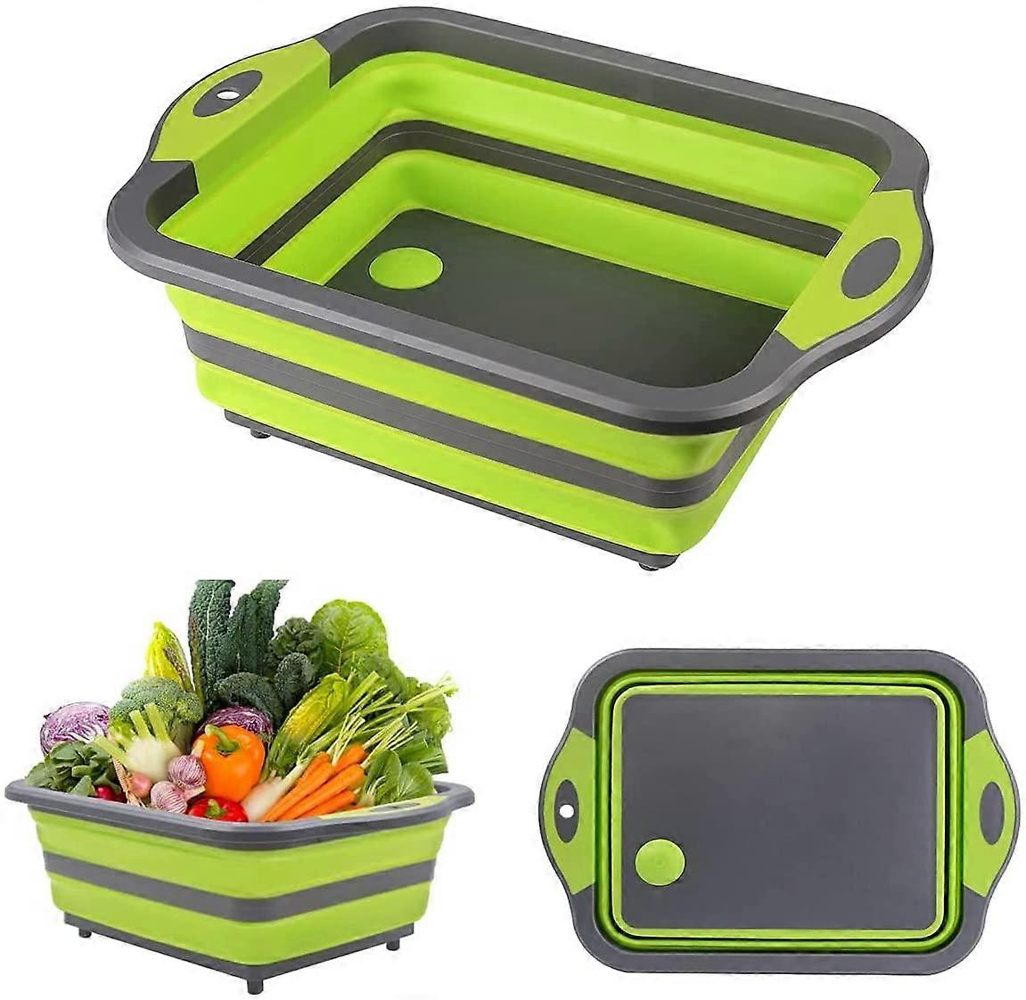 4 in 1 foldable cutting board with sink (green)