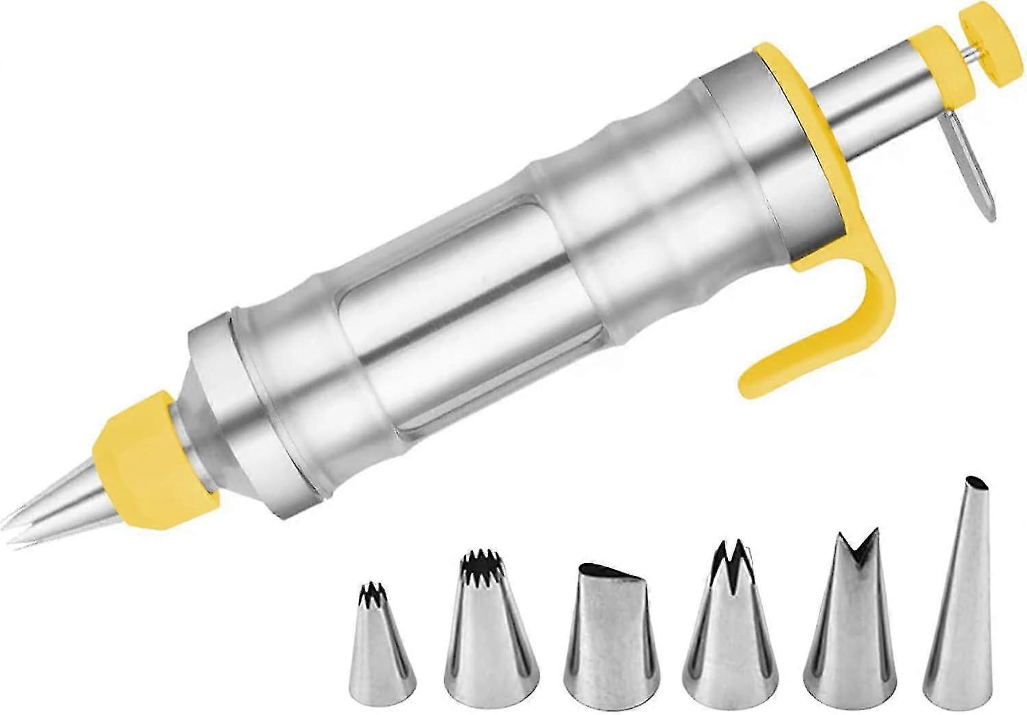 Cookie Biscuit Press Gun, Multifunctional Stainless Steel Cake Icing Decorating Tool with Nozzles, 6 in 1 Cookie Making Tool Set for Baking