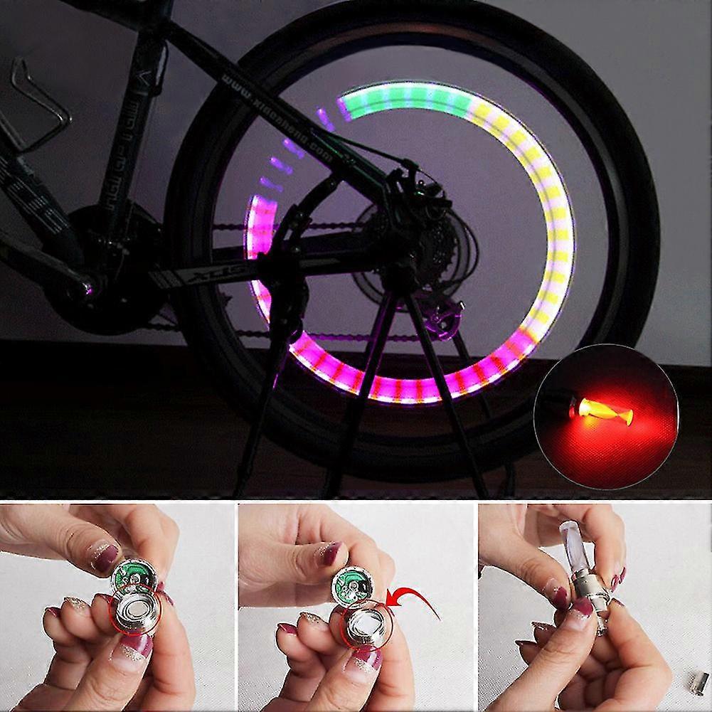 Universal Mountain Bike Bicycle Tire Decoration Colorized LED Light Shock Sensor Tire Inflating Valve LED Lamp With 3pcs AG10 Button Batteries