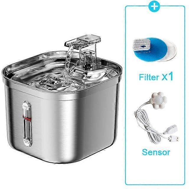 Auto Cats Water Fountain Stainless Steel Running Cat Water Drinker With Filter Motion Sensor Transparent Pets Drinking Dispenser