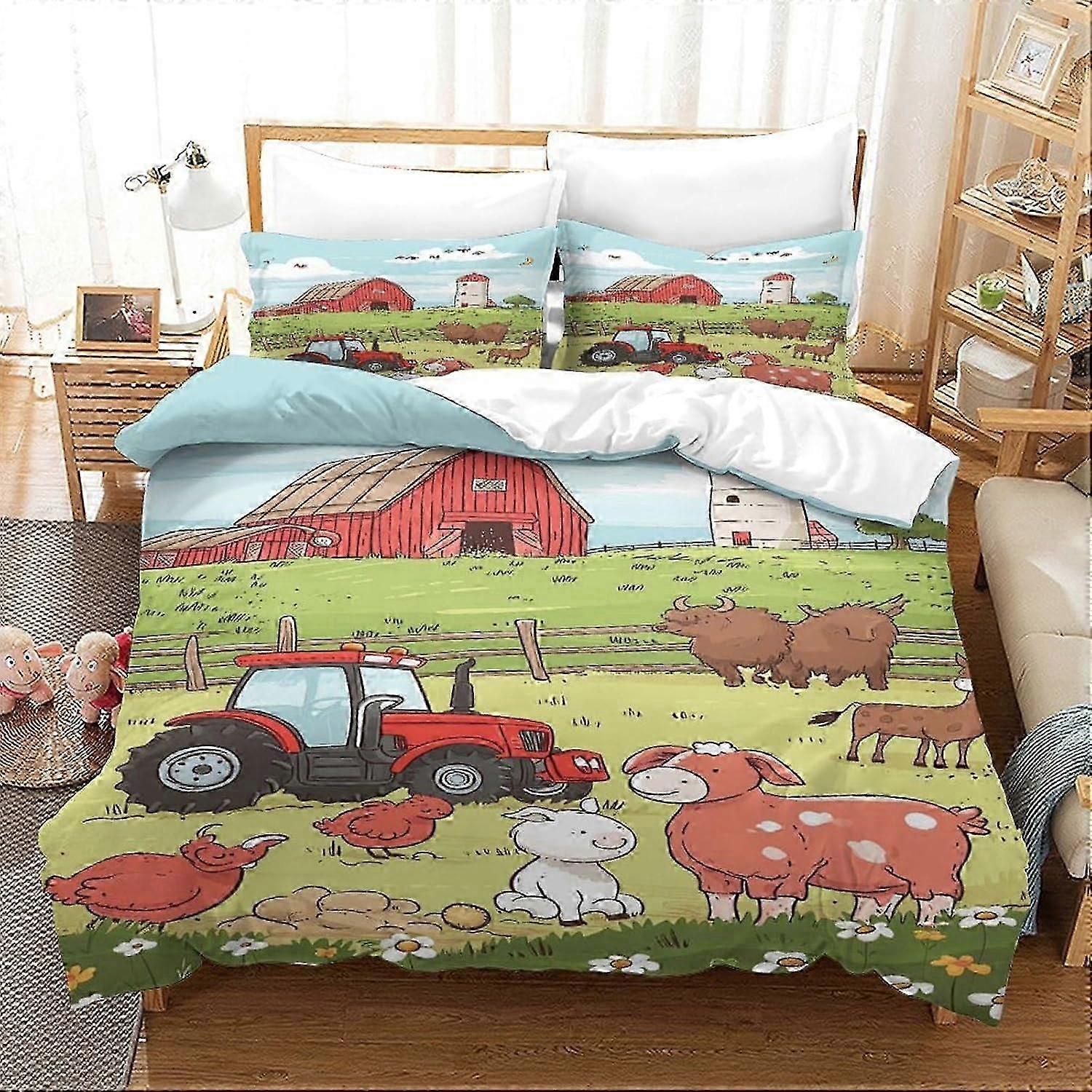 Conjunto de capa de edredom para trator de arte J231 com impressão 3D Conjunto de edredom com fronhas Ultra Soft Microfiber Zipper 3 Pcs, para meninos e meninas