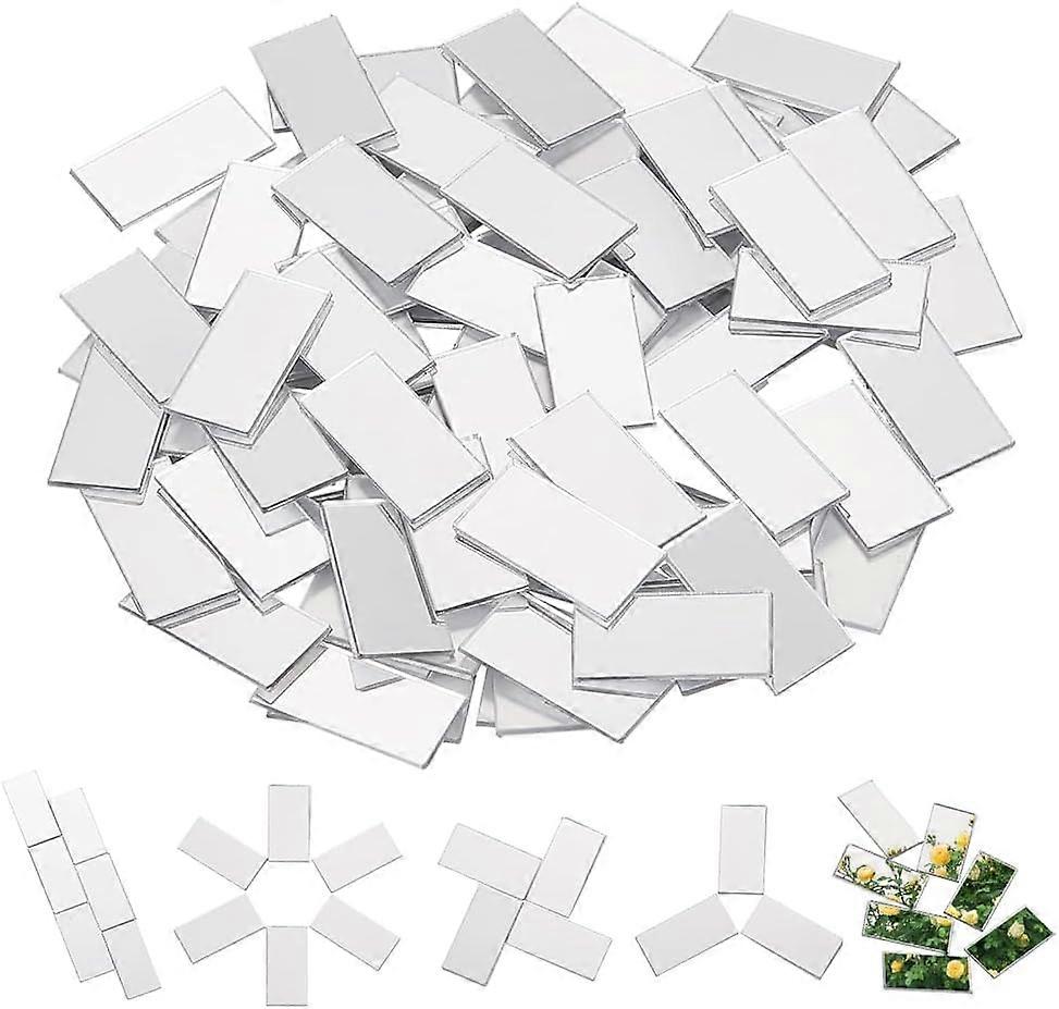 300Pcs Self-Adhesive Acrylic Mosaic Tiles Mirror Effect Tiles for Wall Decoration DIY Craft Rectangle 19.5x10x0.8mm