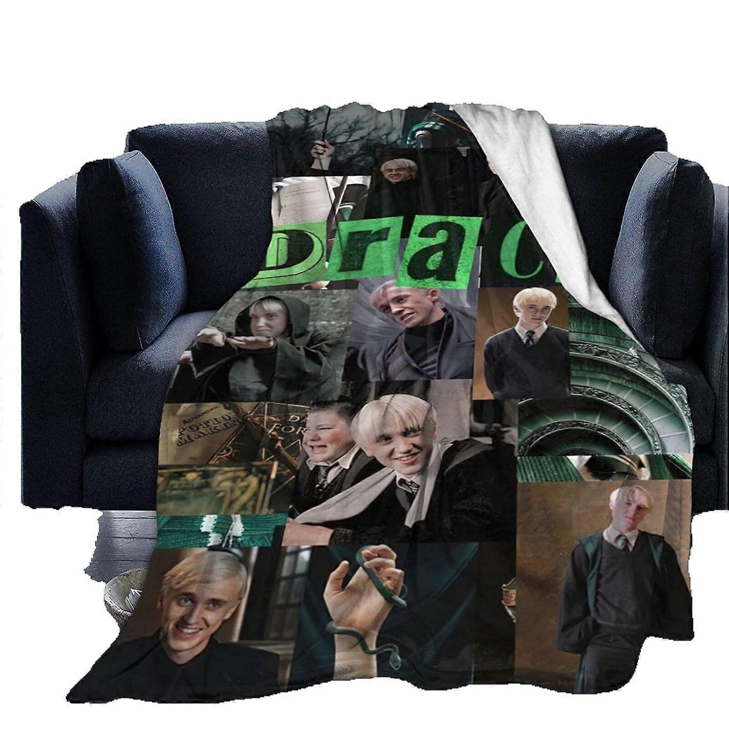Draco-Malfoy Super Soft Fleece Sängfiltar för hela säsongen, Microfiber Plysch Fluffig Varm Filt För Bäddsoffa-X19-471
