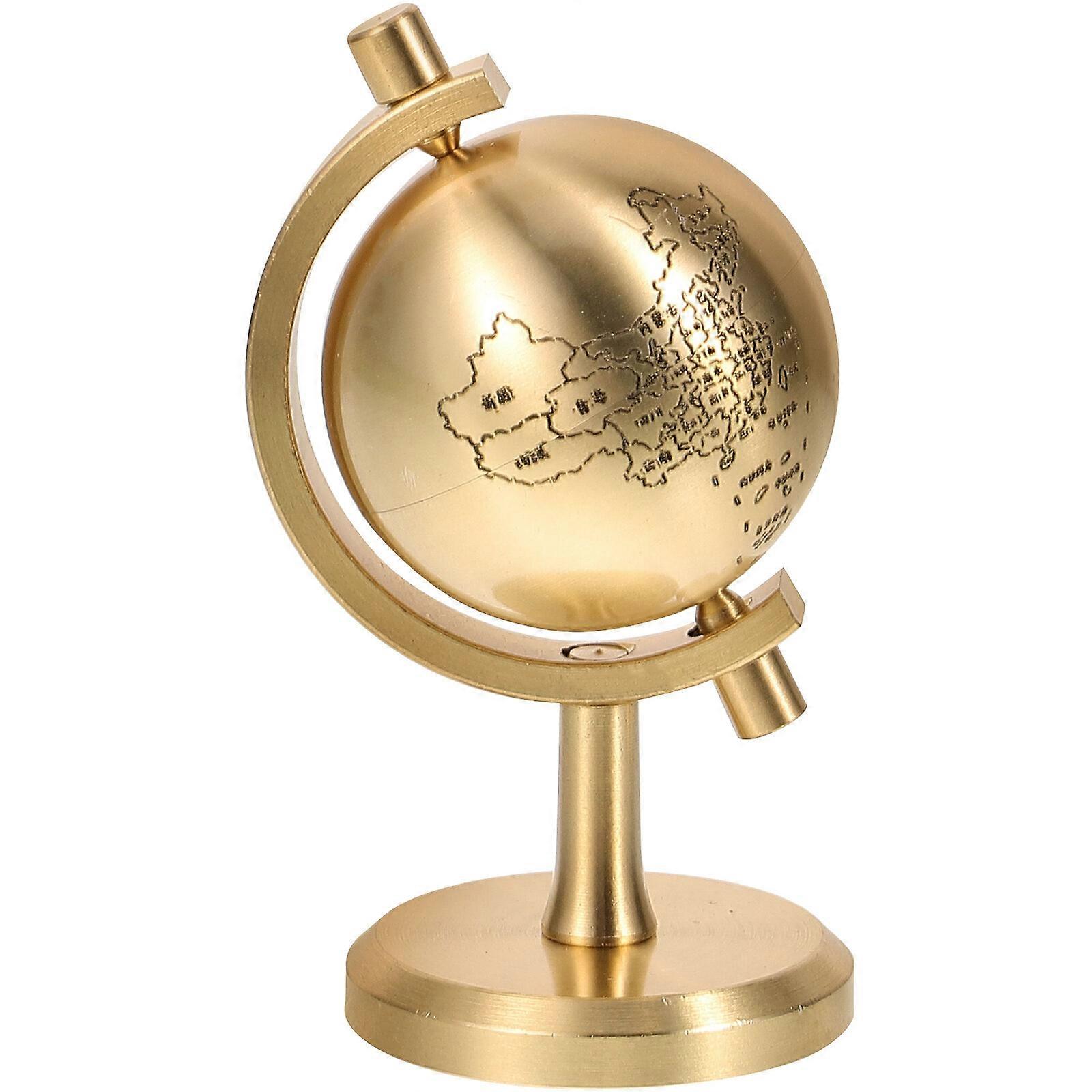 Household Globe Model Vintage Style Home Copper Decor Desktop Handle Globe Craft