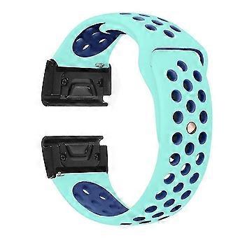 26mm Two-tone Baby Blue / Dark Blue Silicone Watch Band Strap For Garmin Fenix 5x